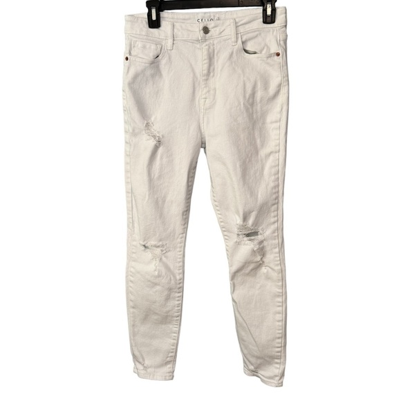 ✨3/$20✨ Cello White High Rise Distressed Skinny Ankle Jeans. Sz 7 (actual 28x26) - Picture 1 of 12